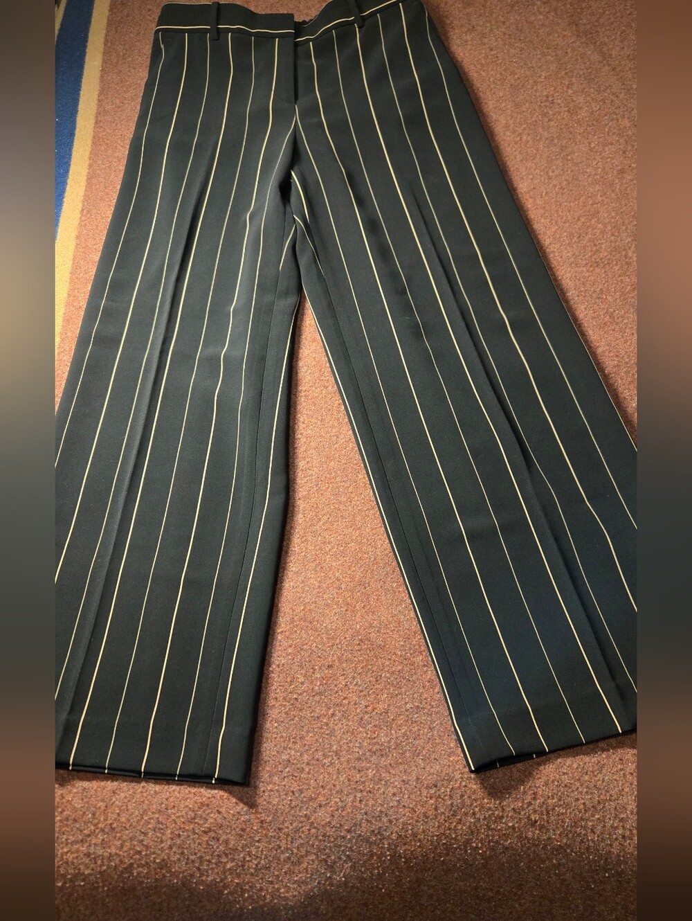 New! Talbots Pinstripe Wide-leg Pants In Black & Tan Size 10
